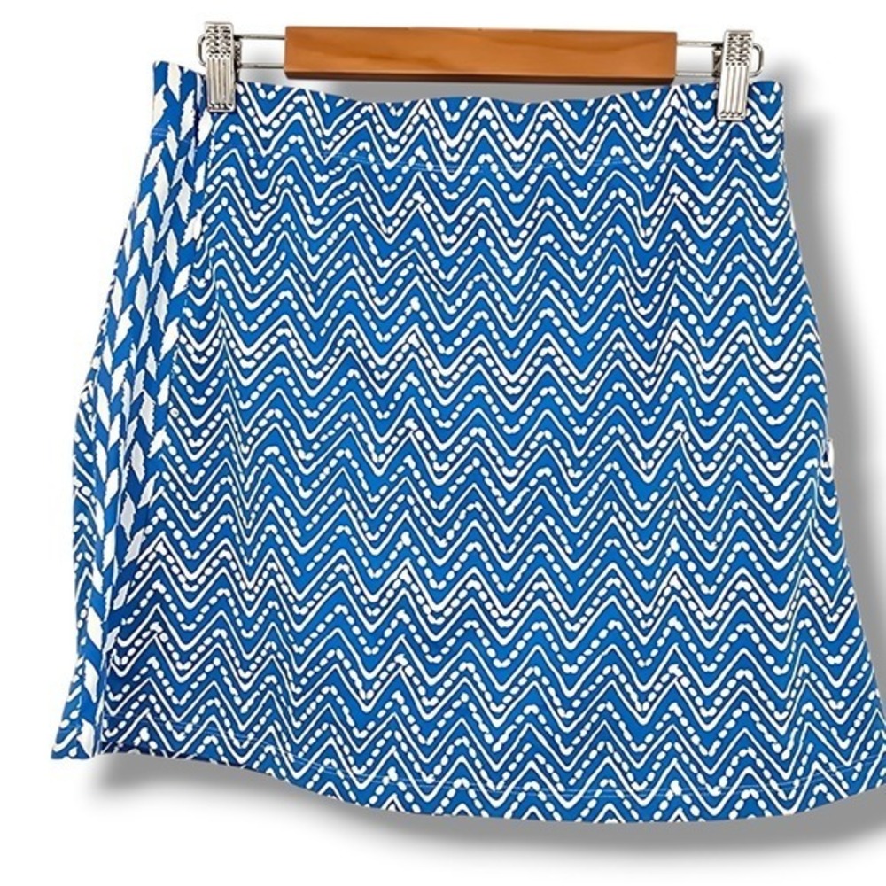 J.McLaughlin Skort Blue White Zigzag‎ Golf Tennis Athletic Skirt Shorts Pockets